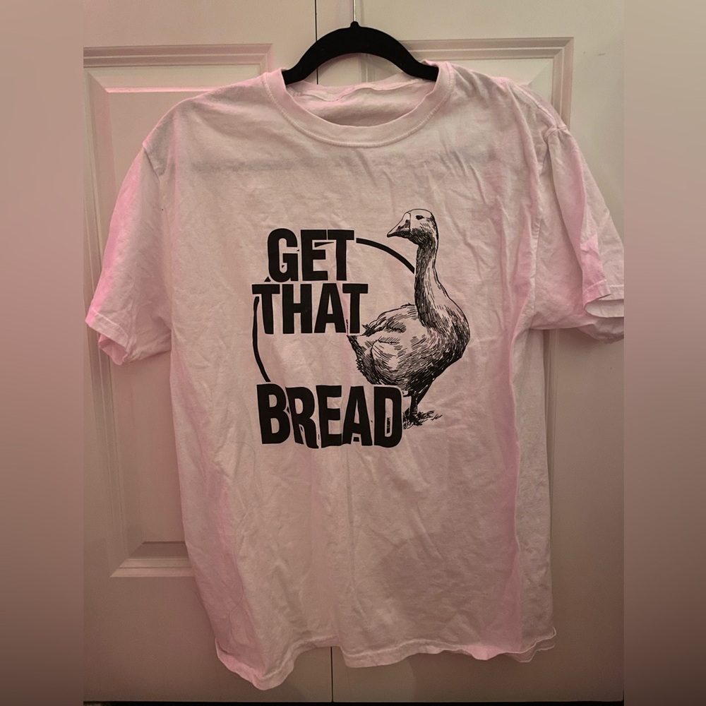 White t shirt with funny design in large